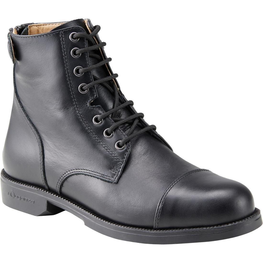 Paddock 560Adult Lace-Up Leather Horse Riding Boots, Black, No Color, medium