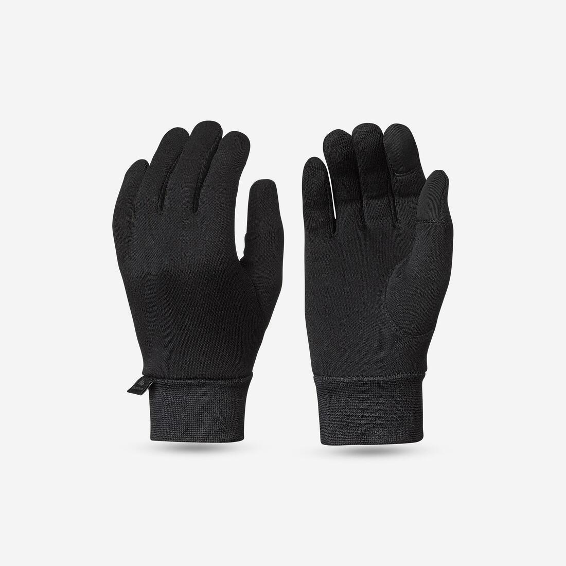 Child's Silk-Liner Gloves, Black, No Color, medium