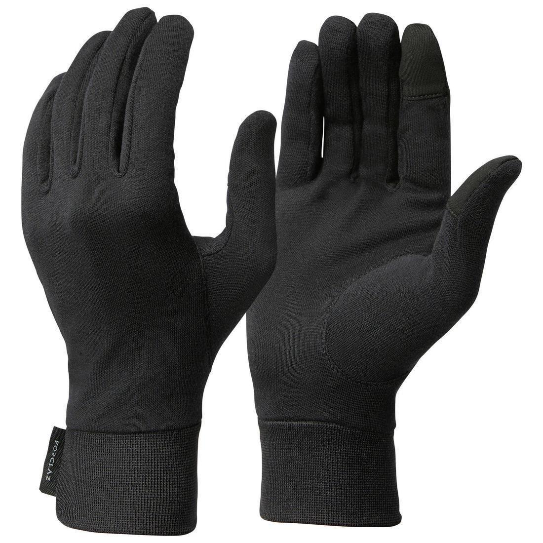 Adult100 % Silk Liner Gloves, Black, , large image number 0