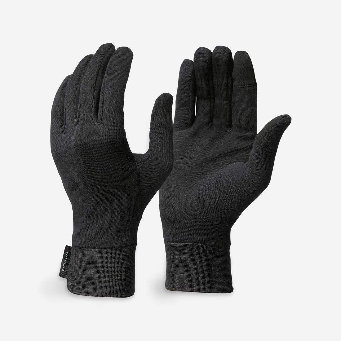 Adult 100% Silk Liner Gloves, Black, No Color, medium
