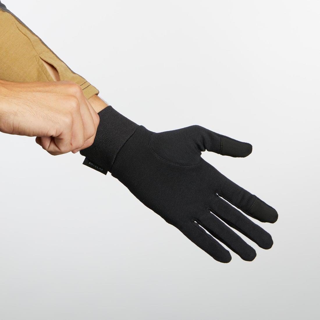 Adult100 % Silk Liner Gloves, Black, , large image number 1