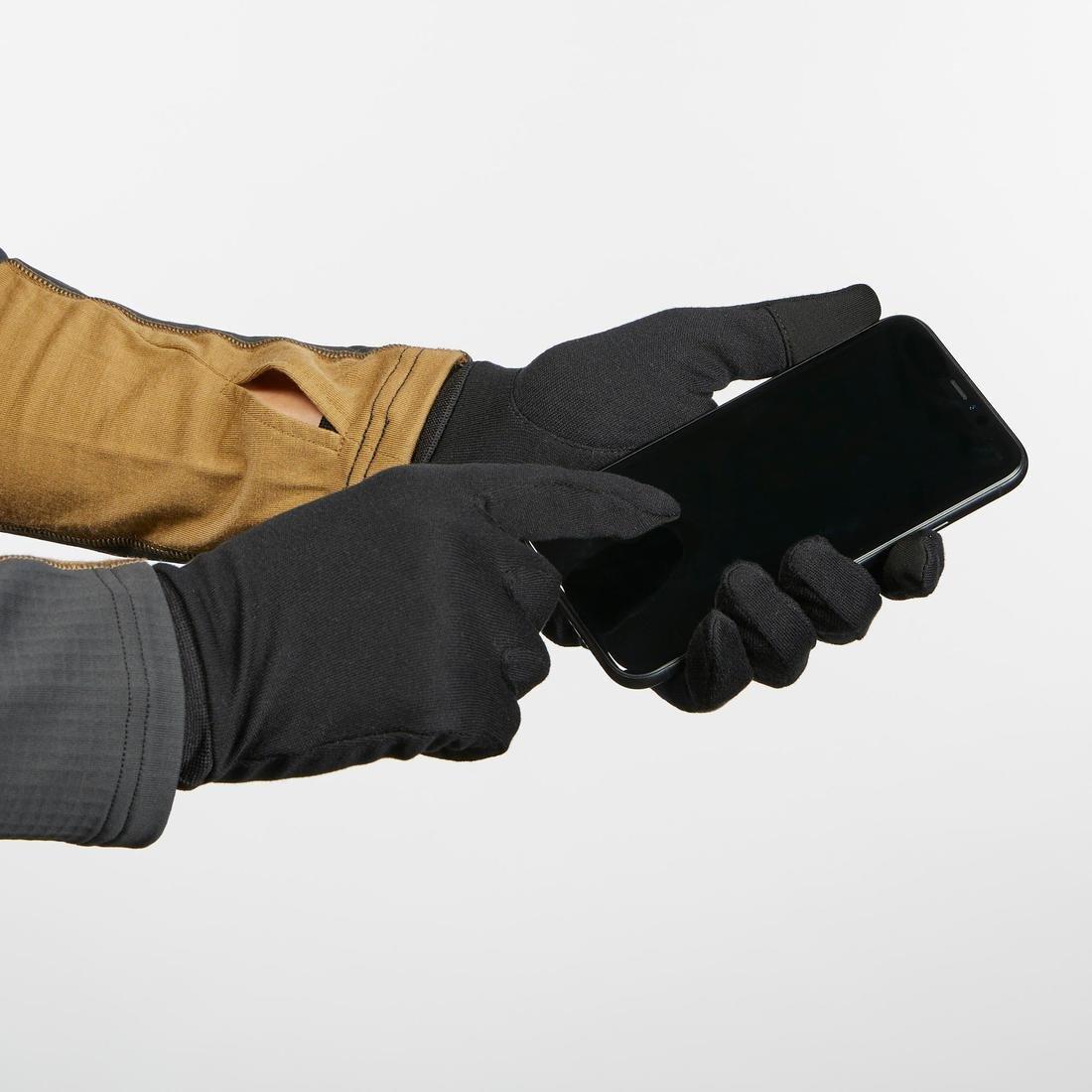 Adult100 % Silk Liner Gloves, Black, , large image number 2