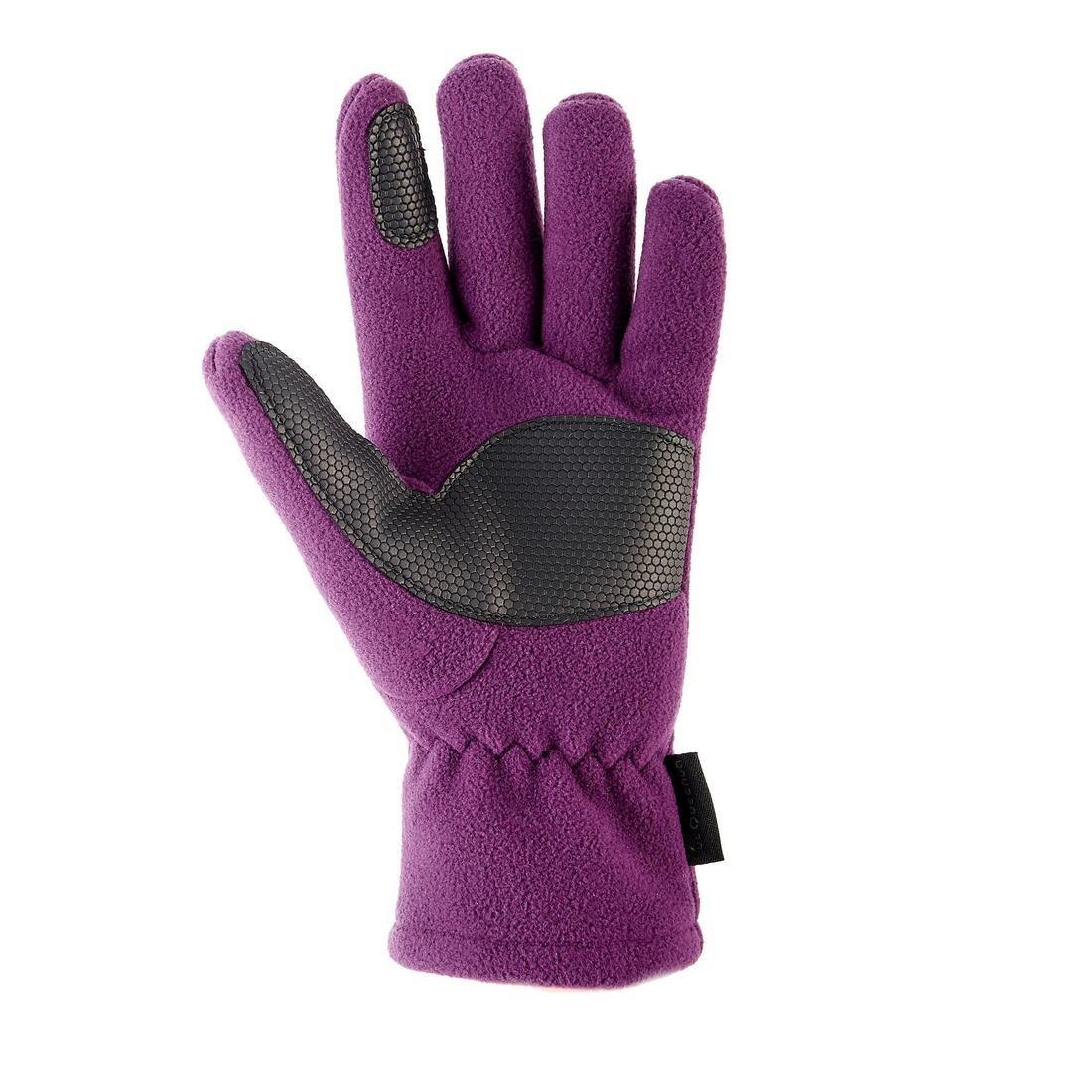 KIDS' FLEECE HIKING GLOVES - SH100 X-WARM - 6-14 YEARS, grape purple, No Color, large image number 5