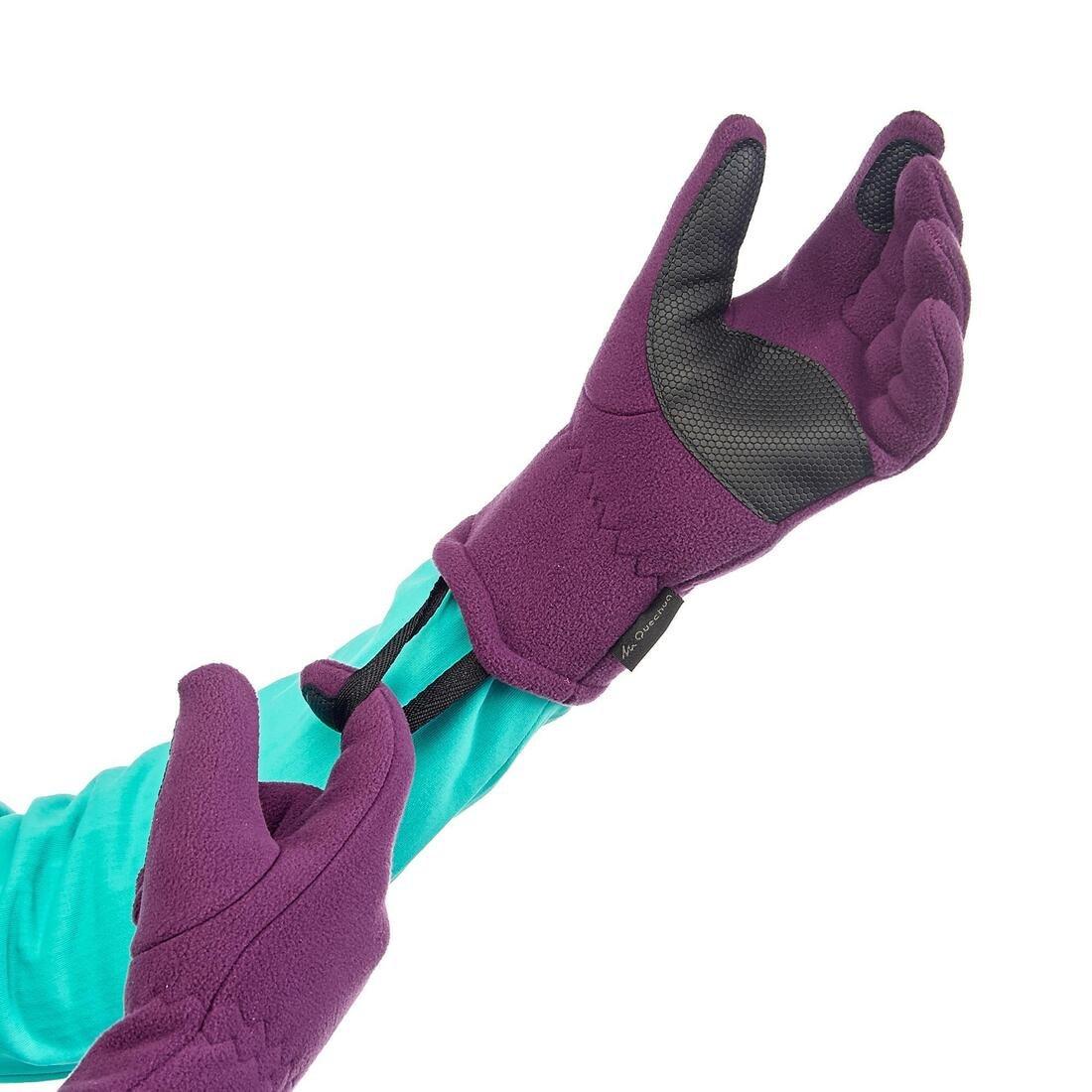 KIDS' FLEECE HIKING GLOVES - SH100 X-WARM - 6-14 YEARS, grape purple, No Color, large image number 7