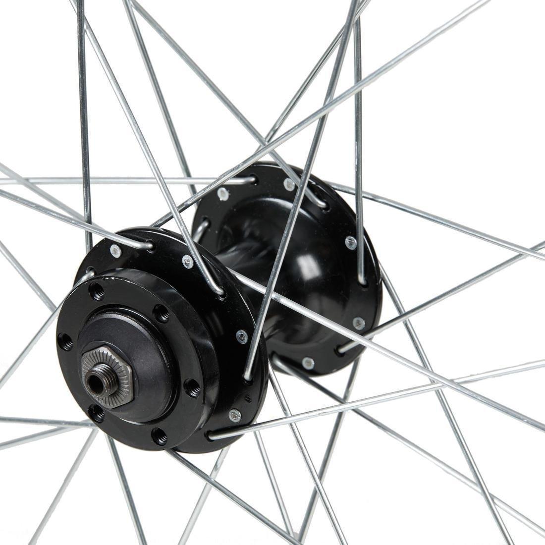 Disc Brake Hybrid Bike Double-Walled Front Wheel, Black, No Color, large image number 1
