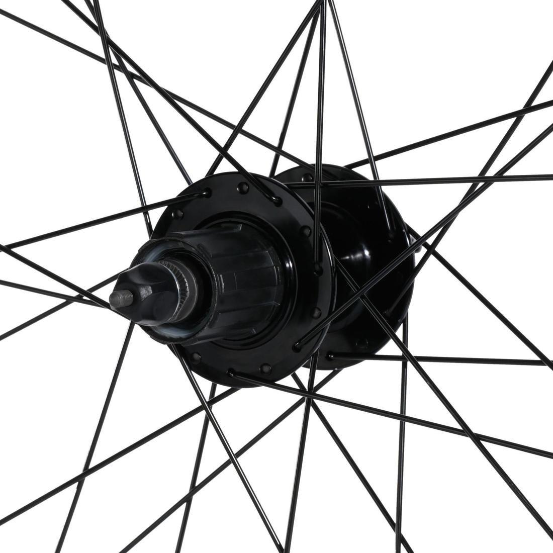Wheel 28 Rear Double-Wall Rim Cassette Disc Brake Hybrid Bike, Black, No Color, large image number 3