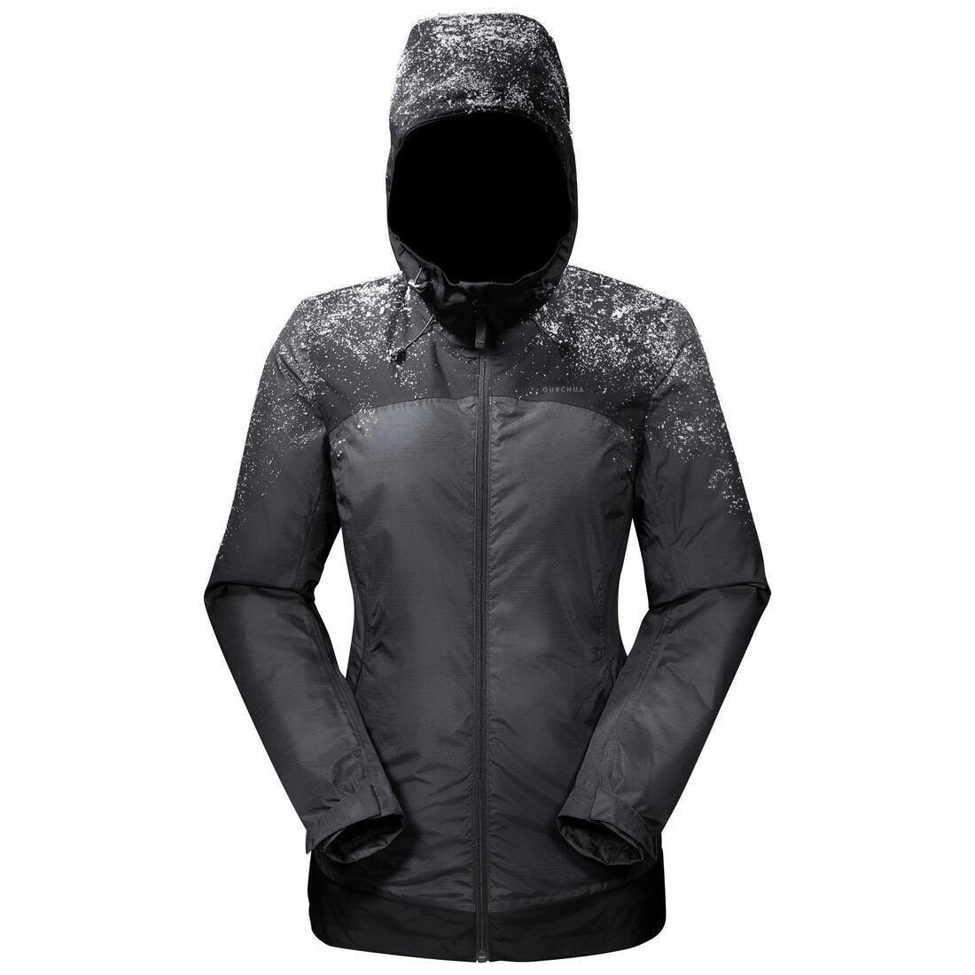 QUECHUA - Women Waterproof Jacket, Black