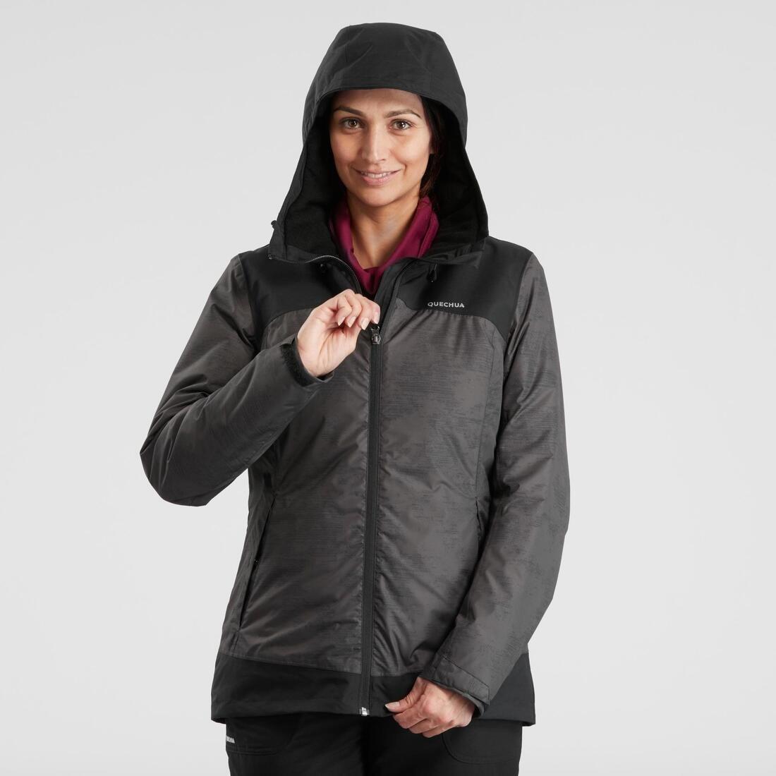 QUECHUA - Women Waterproof Jacket, Black