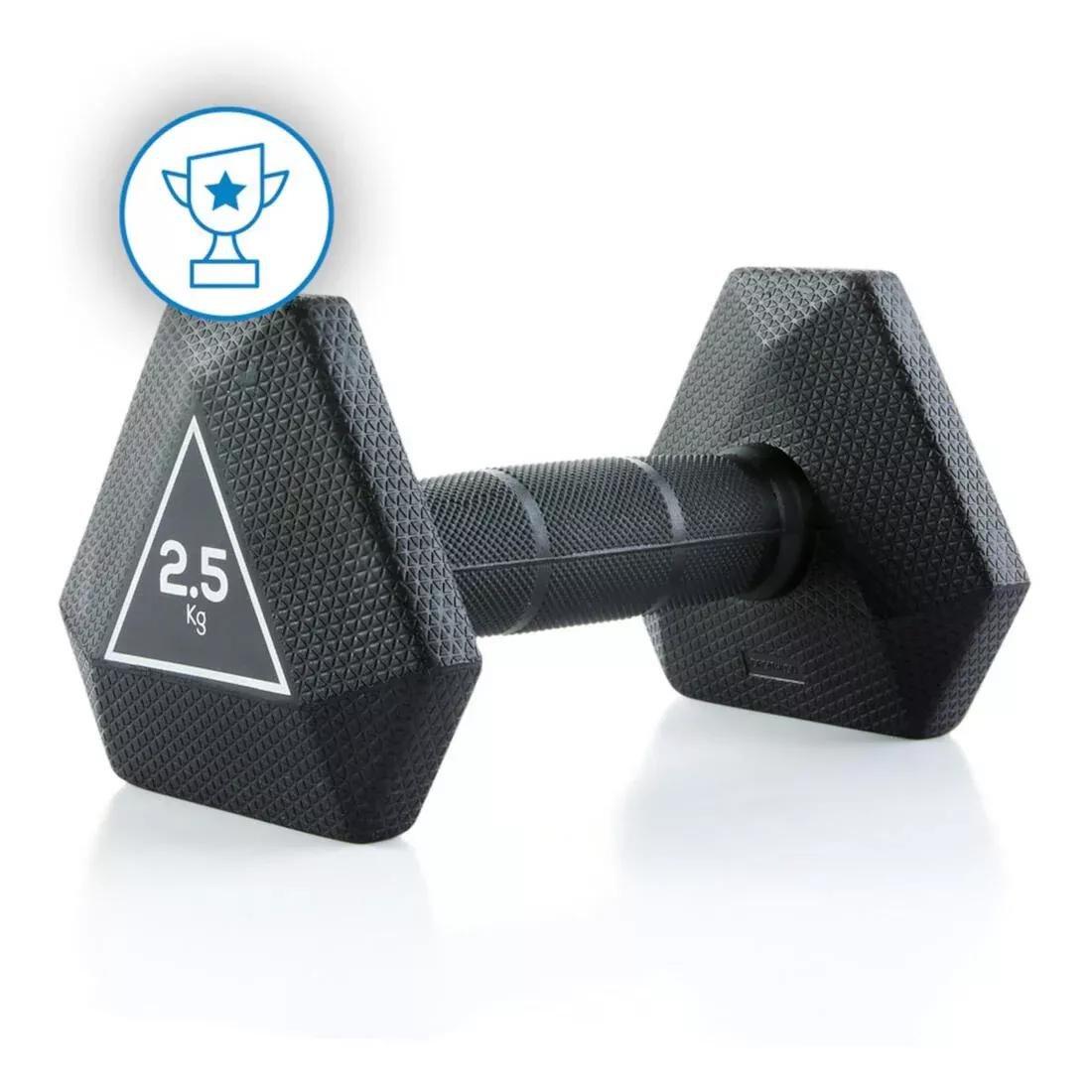 Gym Hex Dumbbell 2.5, Black, No Color, large image number 0