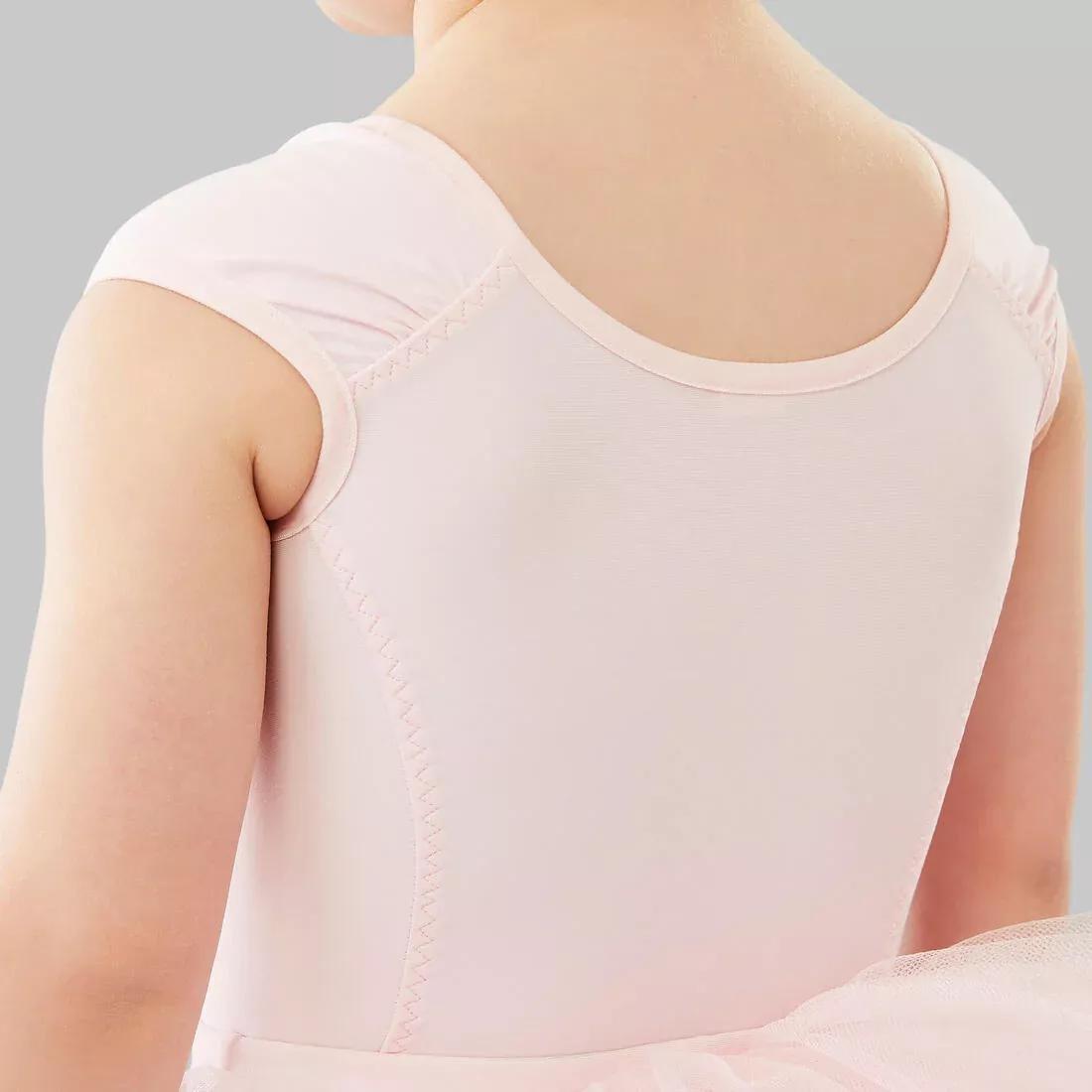 Girls Short-Sleeved Ballet Leotard, Pink, , large image number 6