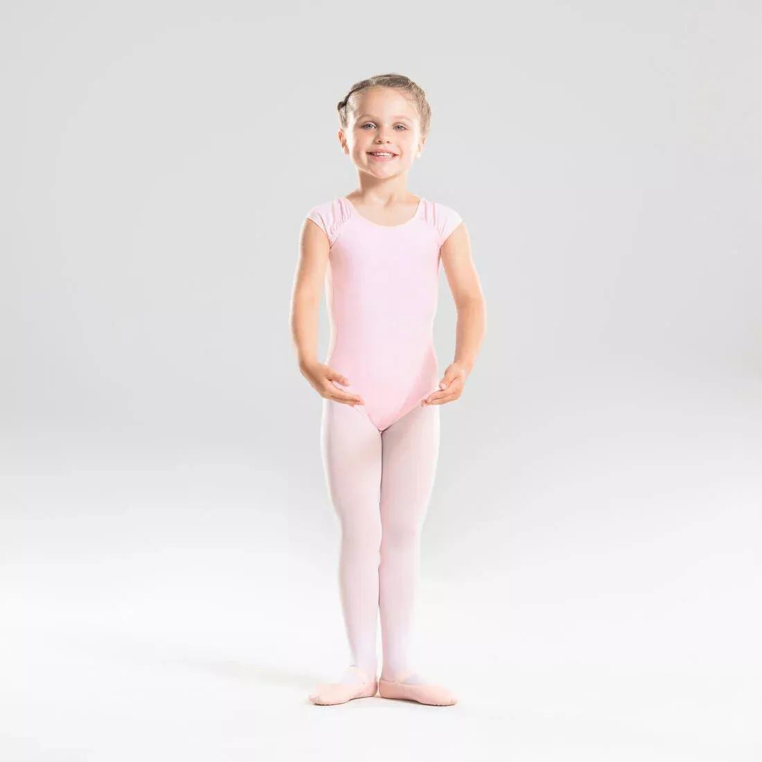 Girls Short-Sleeved Ballet Leotard, Black, , large image number 1