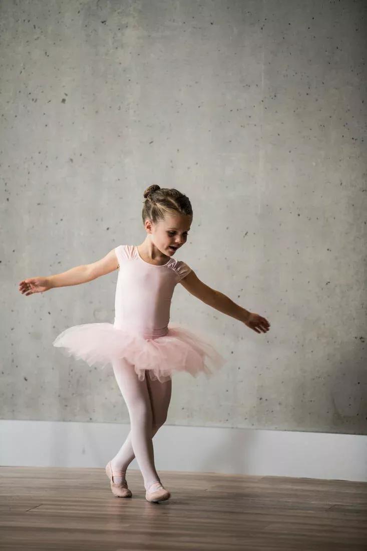 Girls Short-Sleeved Ballet Leotard, Black, , large image number 2