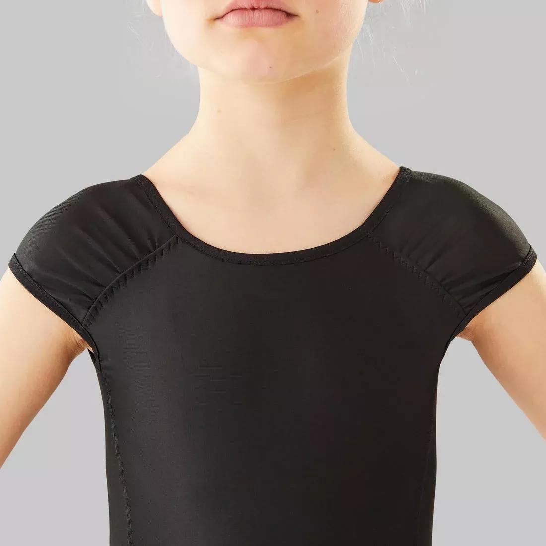 Girls Short-Sleeved Ballet Leotard, Black, , large image number 4