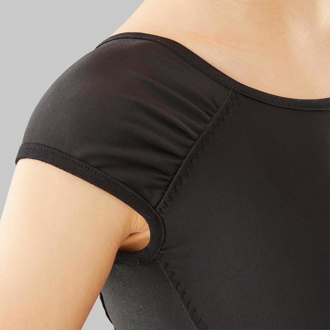 Girls Short-Sleeved Ballet Leotard, Black, , large image number 8
