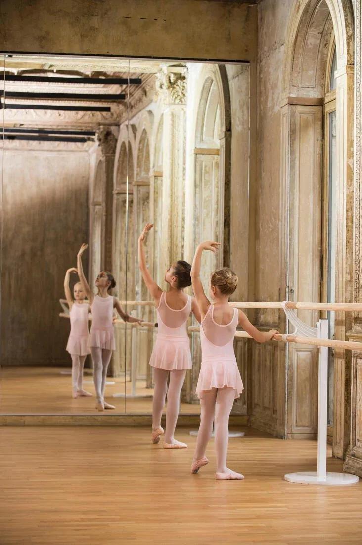 Kids Girls Mixed Media Ballet Leotard, Pink, No Color, large image number 6