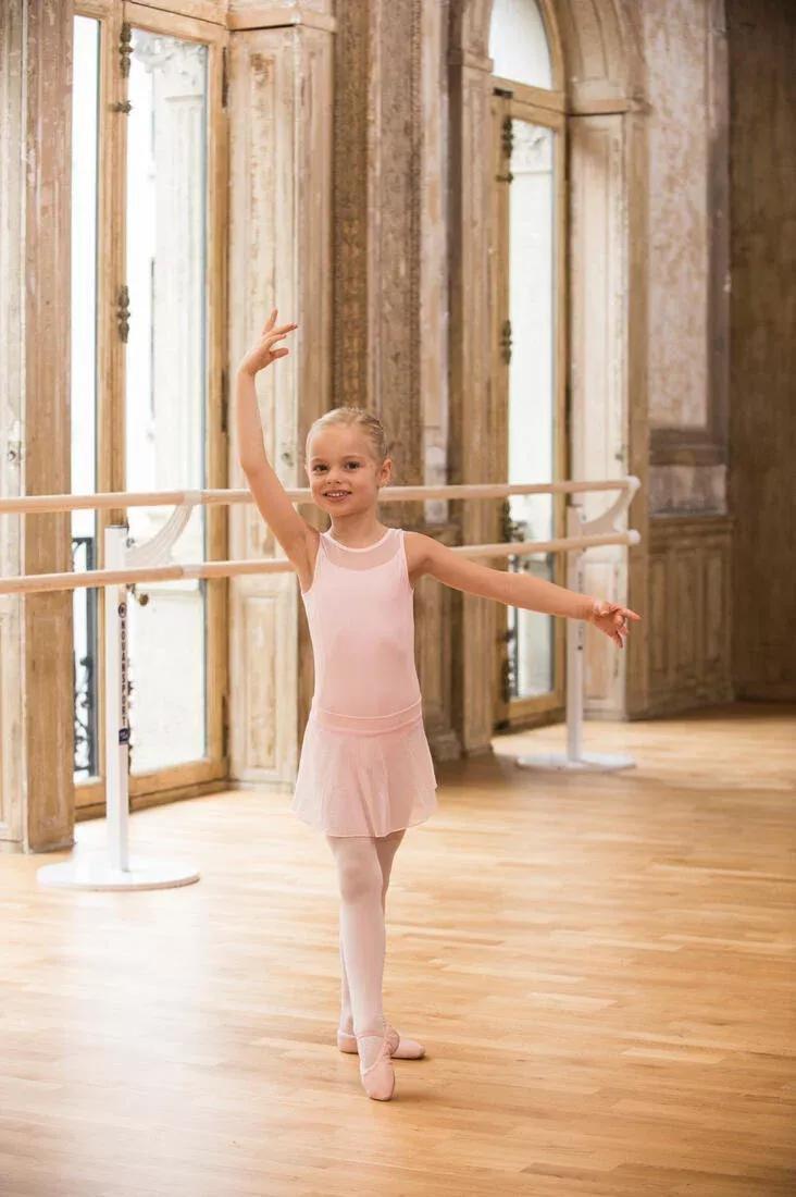 Kids Girls Mixed Media Ballet Leotard, Pink, No Color, large image number 7