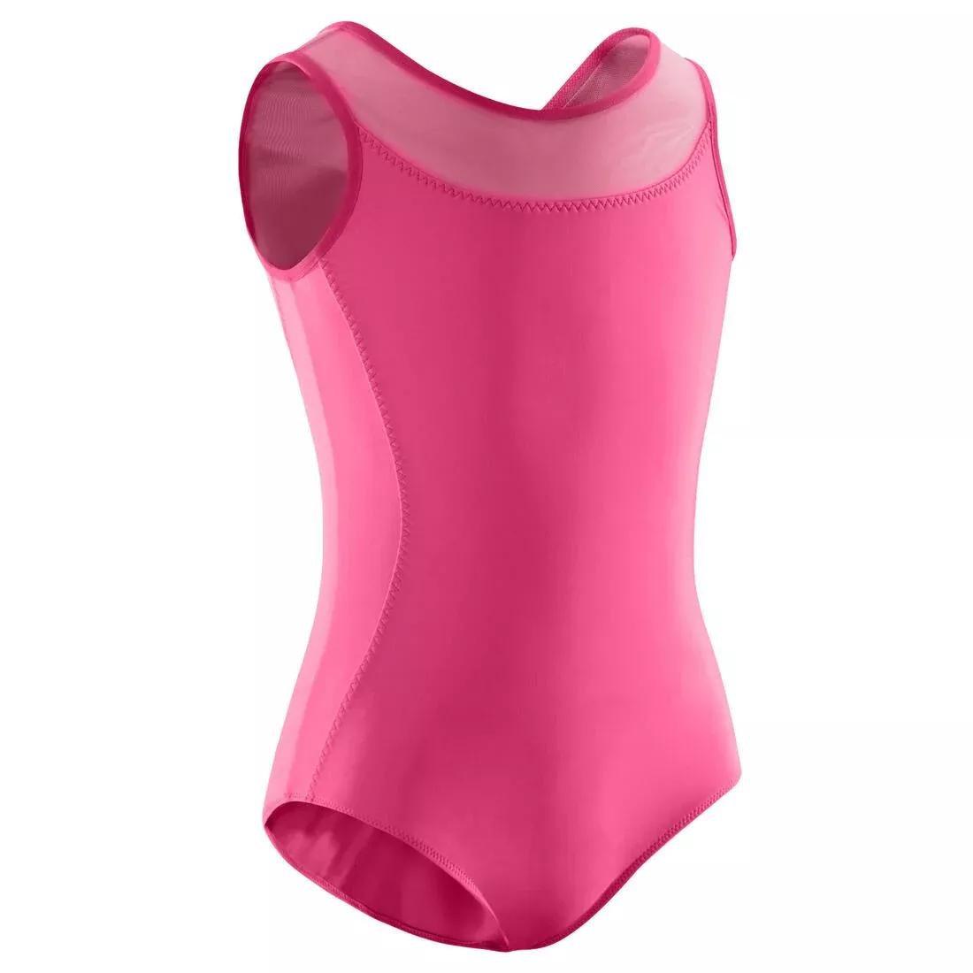 Kids Girls Mixed Media Ballet Leotard, Pink, No Color, large image number 0