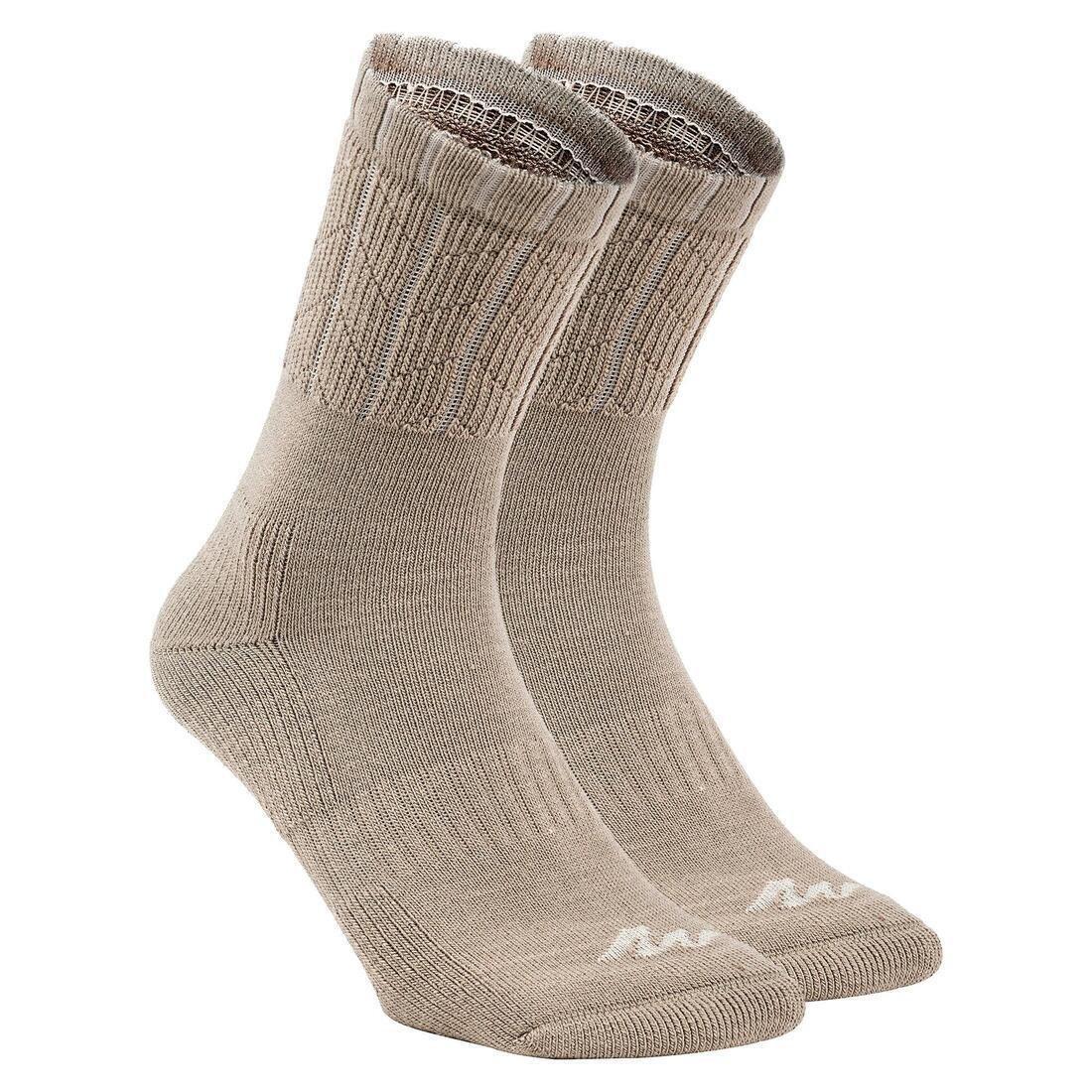 Men Sh100 Warm Snow Hiking Socks, Beige, No Color, large image number 0