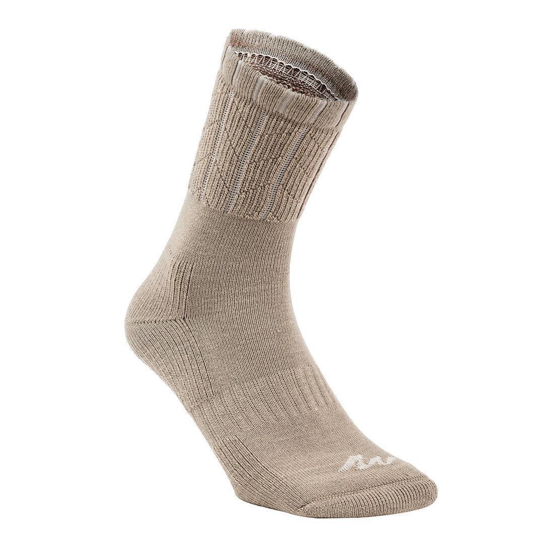 Men Sh100 Warm Snow Hiking Socks, Beige, No Color, large image number 1