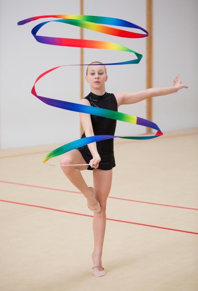 Kids Girls Rhythmic Gymnastics (Rg) Ribbon, Multicolour, No Color, medium