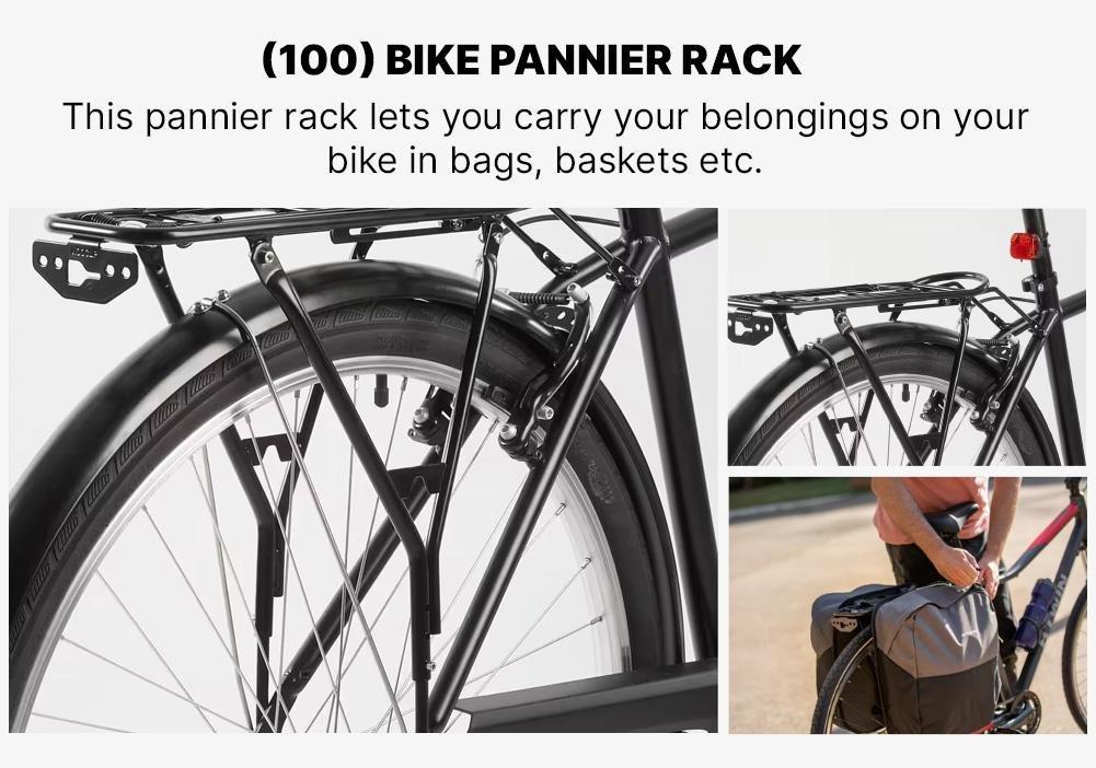 100 Bike Pannier Rack, Black, No Color, medium