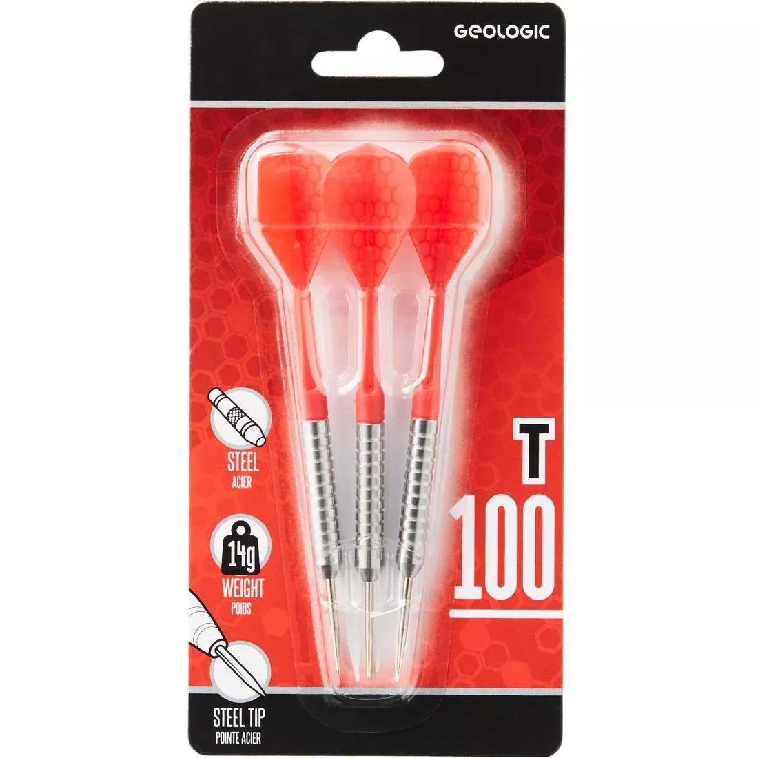 T100 Steel-Tipped Darts Tri-Pack, Red, No Color, large image number 3