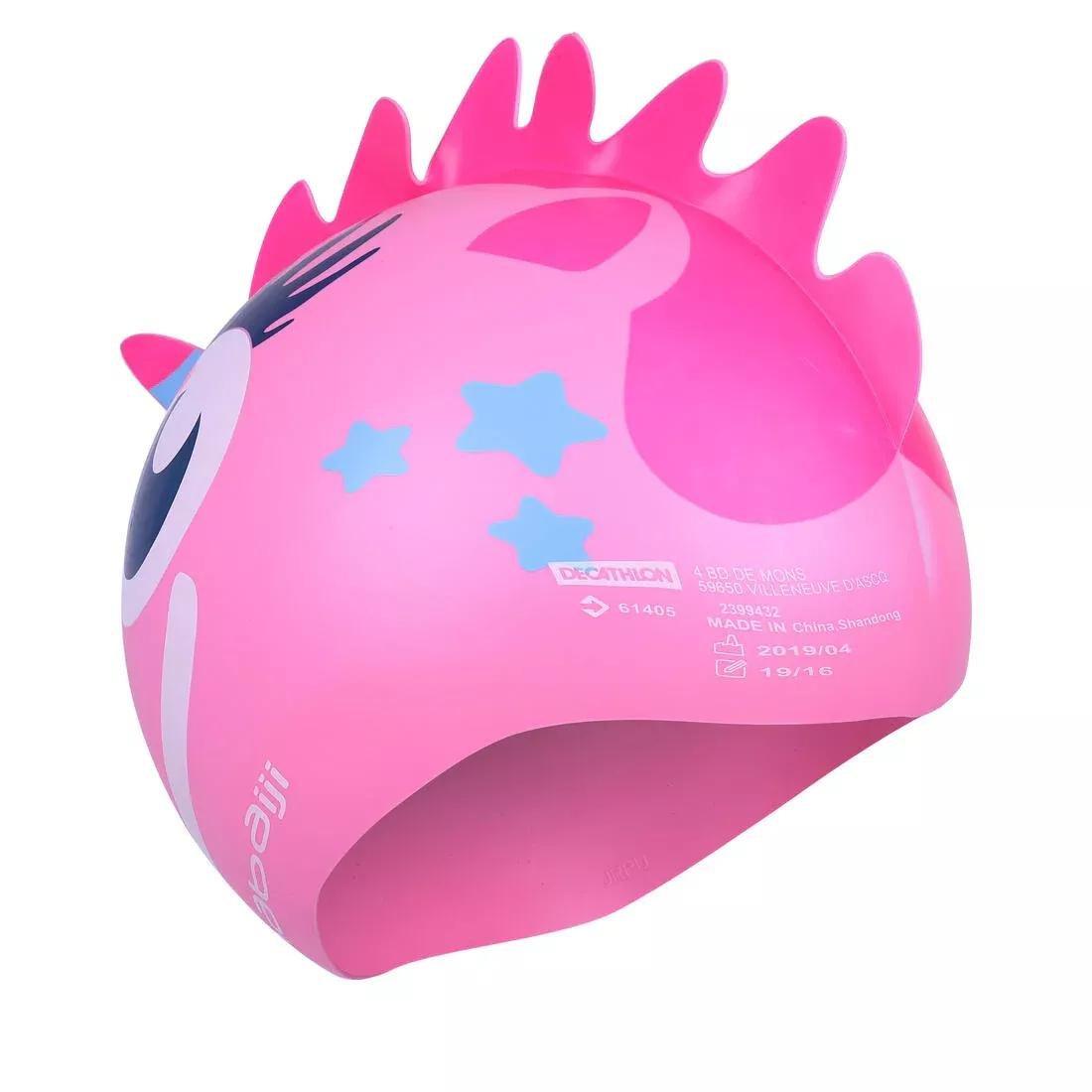 Kids Silicone Form Swim Cap Dragon, Blue, No Color, large image number 8