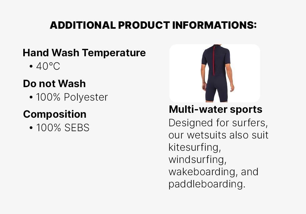 Mens 100 Neoprene Shorty Surfing Wetsuit, Navy, No Color, medium