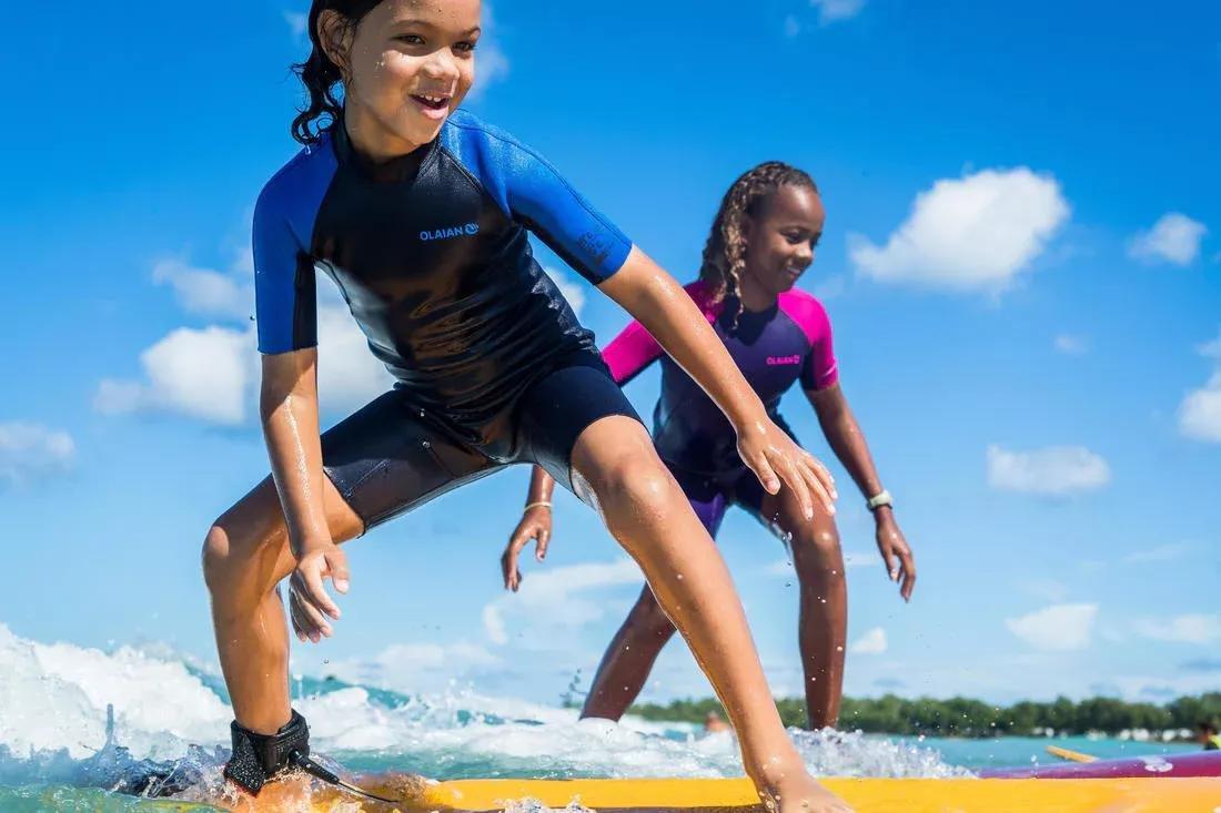 Kids 100 Neoprene Shorty Surfing Wetsuit, Navy, No Color, large image number 7