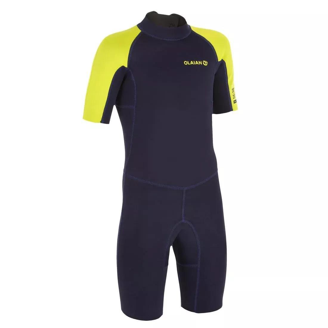 NAVY BLUE 100 kid's 1.5 mm neoprene blue Shorty Surfing wetsuit, No Color, medium