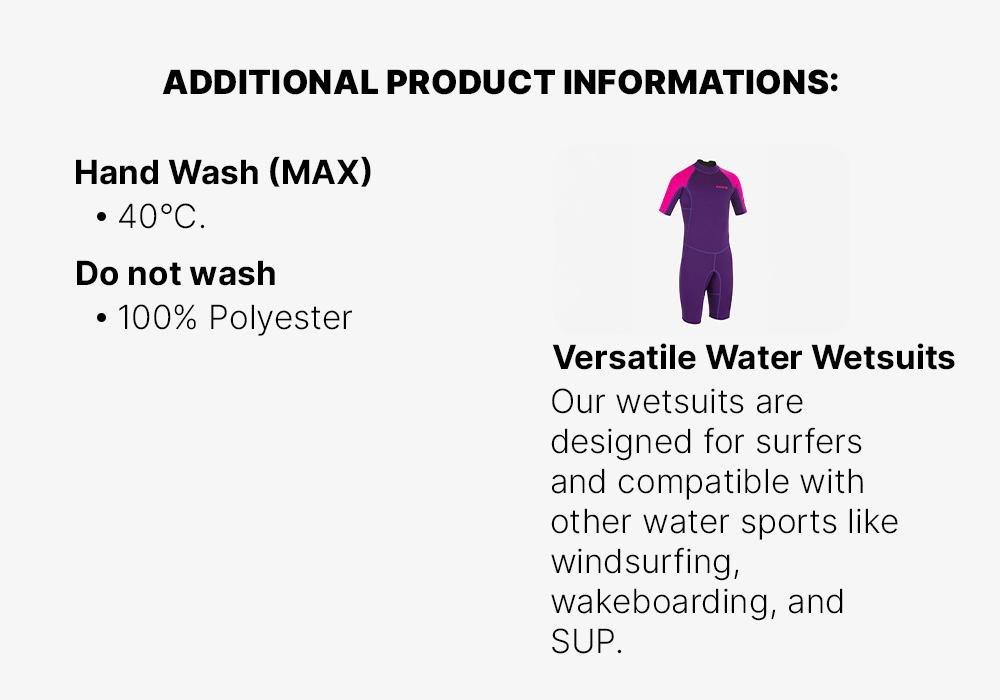 Kids 100 Neoprene Shorty Surfing Wetsuit, Purple, No Color, medium