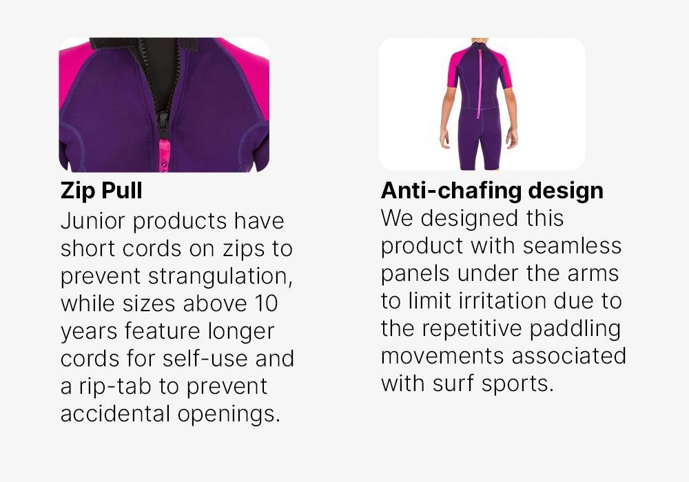 Kids 100 Neoprene Shorty Surfing Wetsuit, Purple, No Color, medium