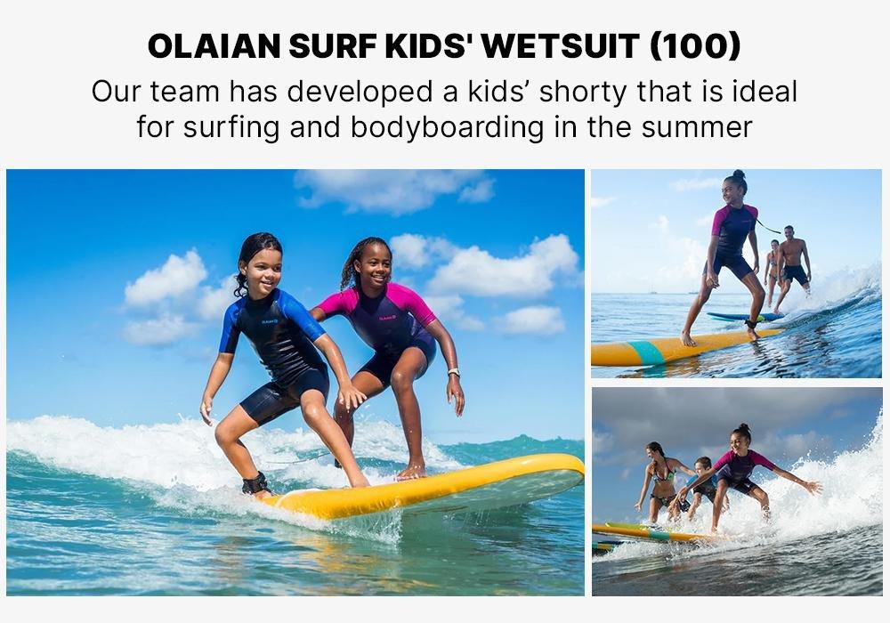 Kids 100 Neoprene Shorty Surfing Wetsuit, Purple, No Color, medium