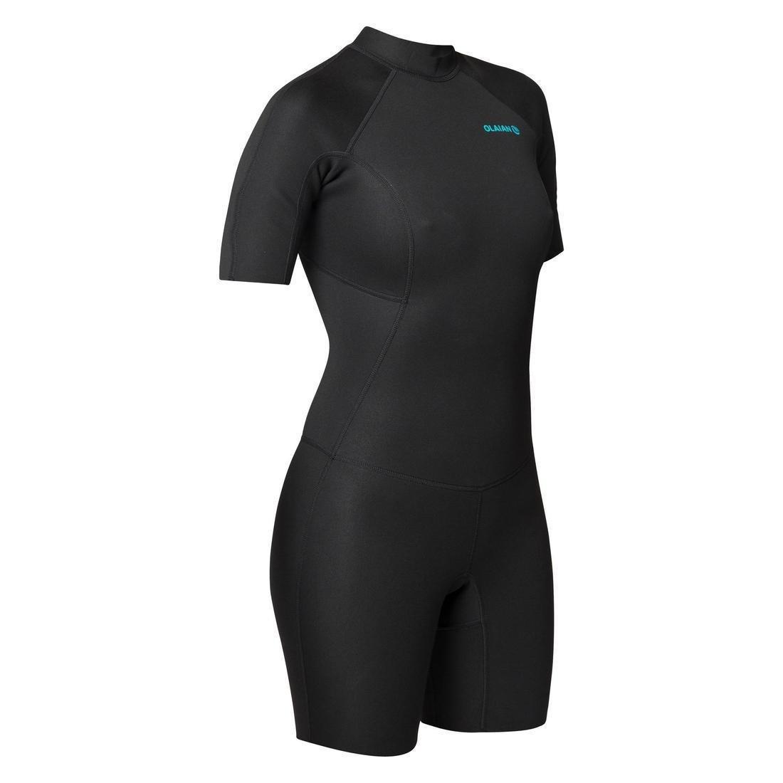 Womens Surfing Neoprene Shorty With Foam Back Zip, Black, , large image number 1