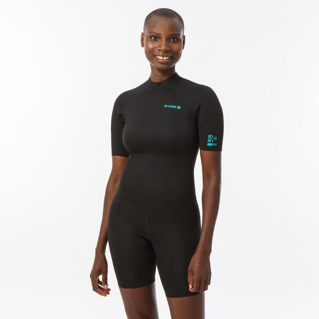 Womens Surfing Neoprene Shorty With Foam Back Zip, Black, , large image number 2