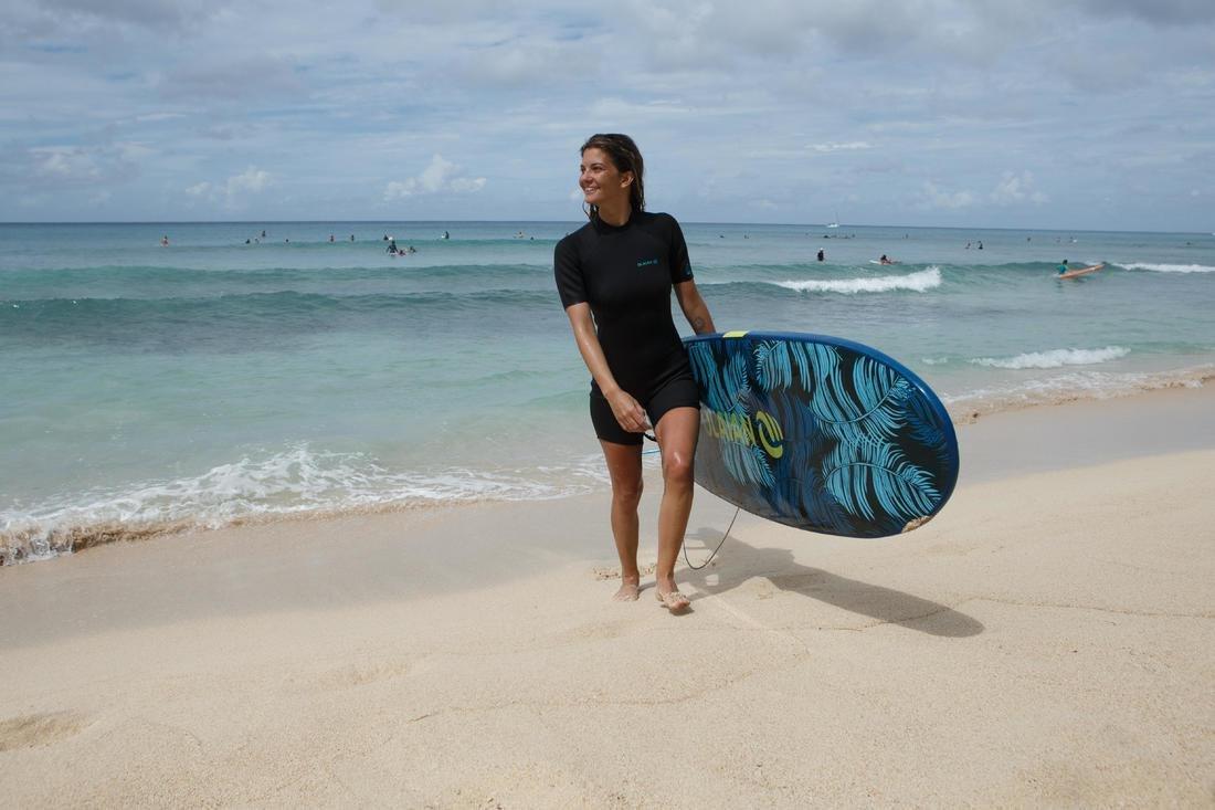 Womens Surfing Neoprene Shorty With Foam Back Zip, Black, , large image number 13