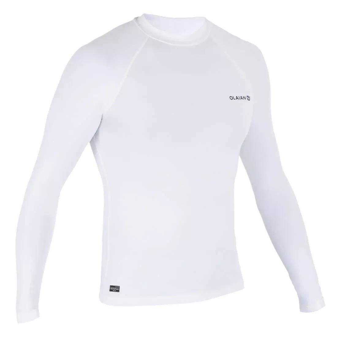 Mens 100 Long Sleeve Uv Protection Surfing Top T-Shirt, White, No Color, large image number 0