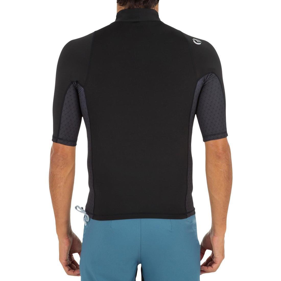 OLAIAN - Mens 500 Short-Sleeved Uv-Protection Surfing T-Shirt, Black