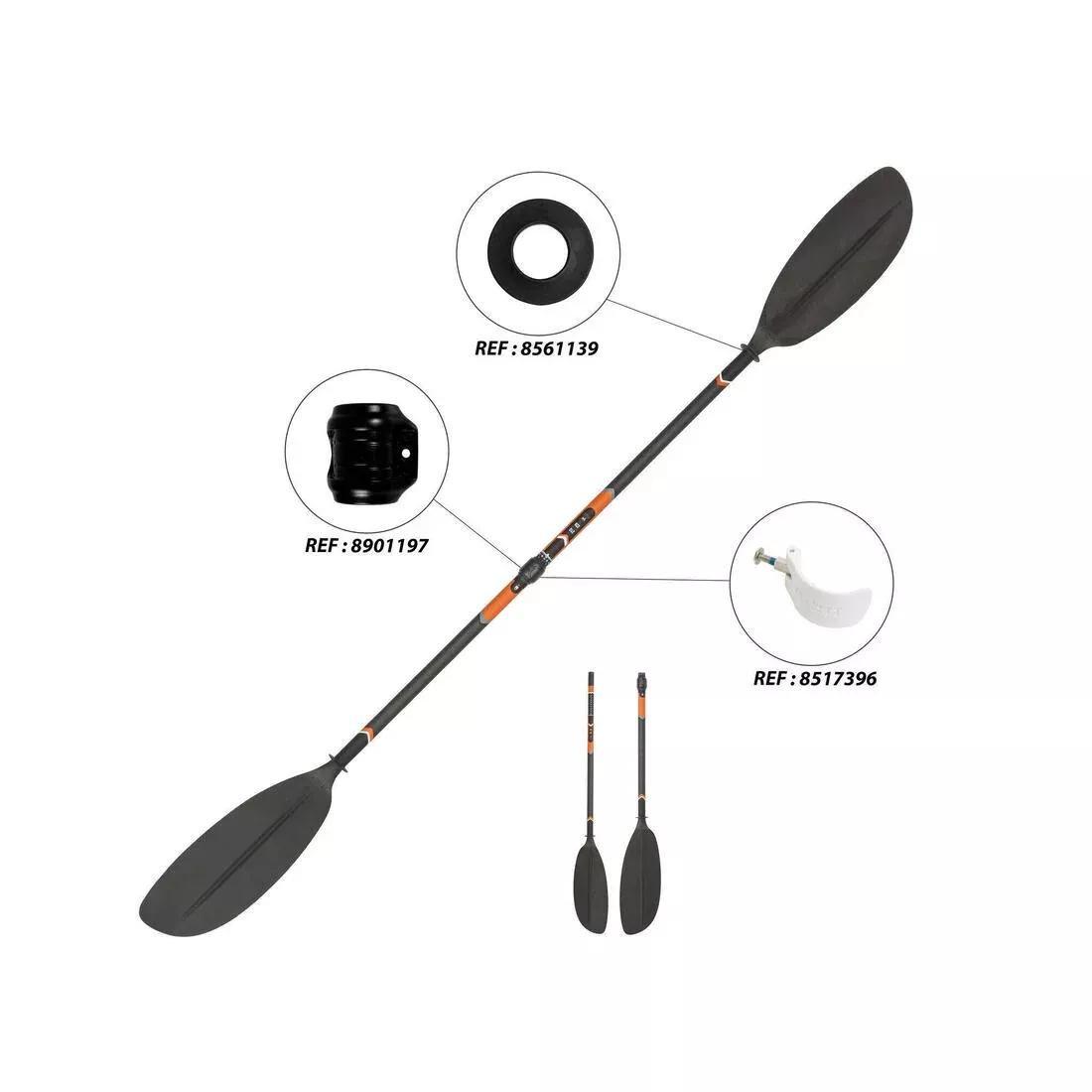 Kayak carbon-plastic separable-adjustable 2-section paddle 210–220cm - X500, black, No Color, medium
