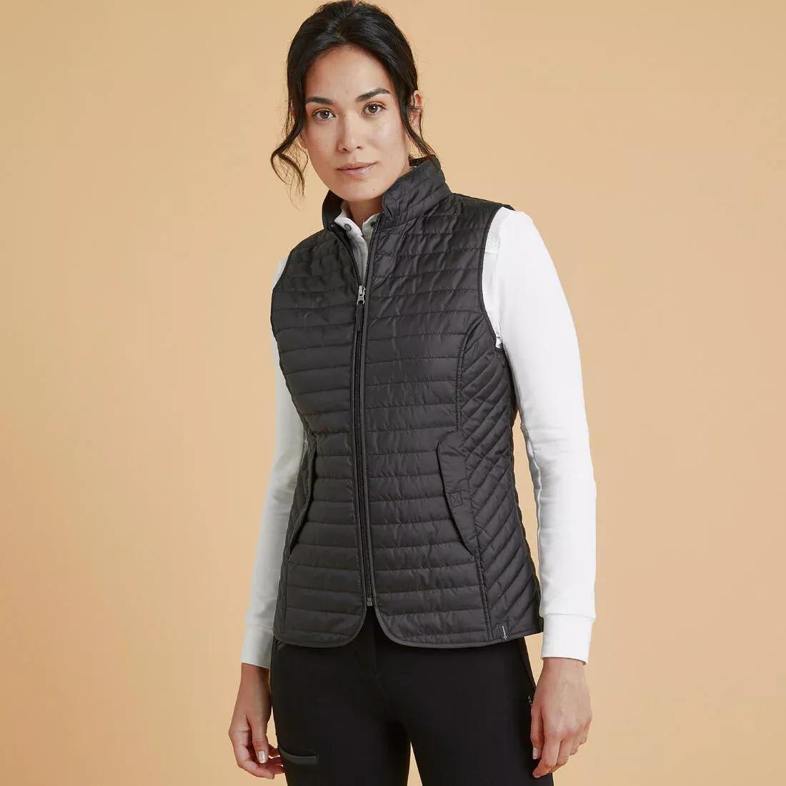 Women Horse Riding Sleeveless Gilet - 100, Black, , large image number 0