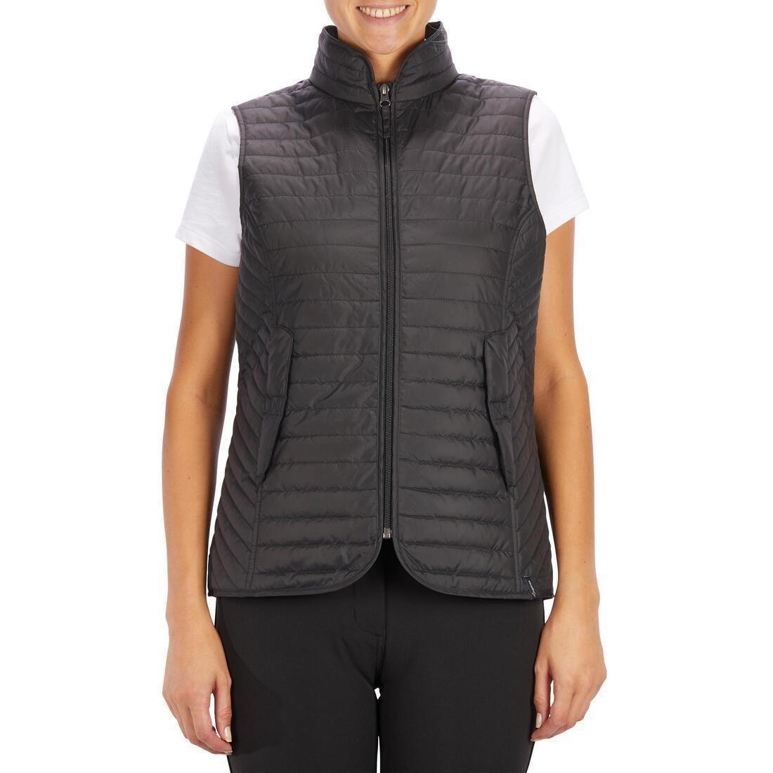 Women Horse Riding Sleeveless Gilet - 100, Black, No Color, medium