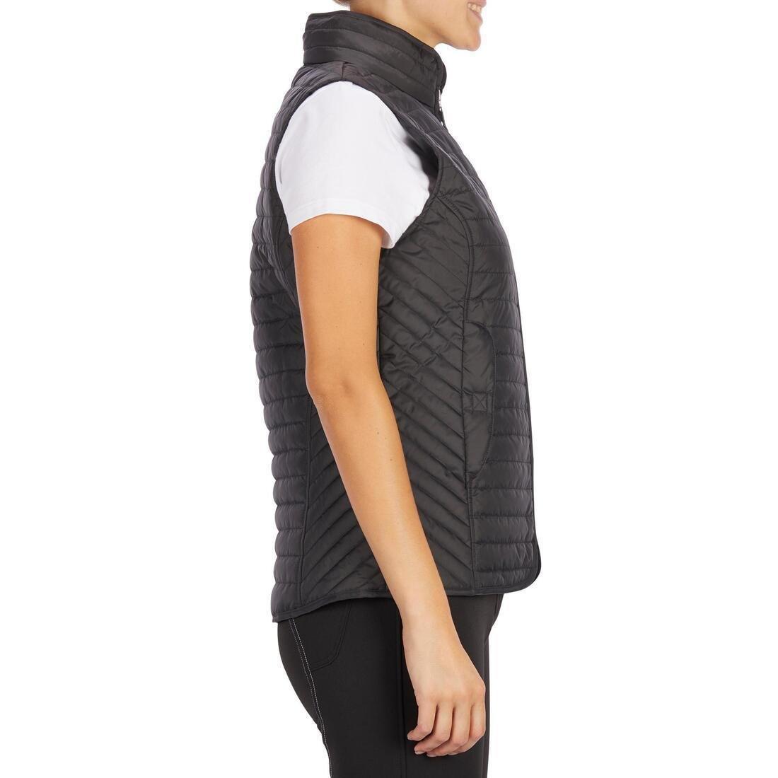 Women Horse Riding Sleeveless Gilet - 100, Black, No Color, large image number 3