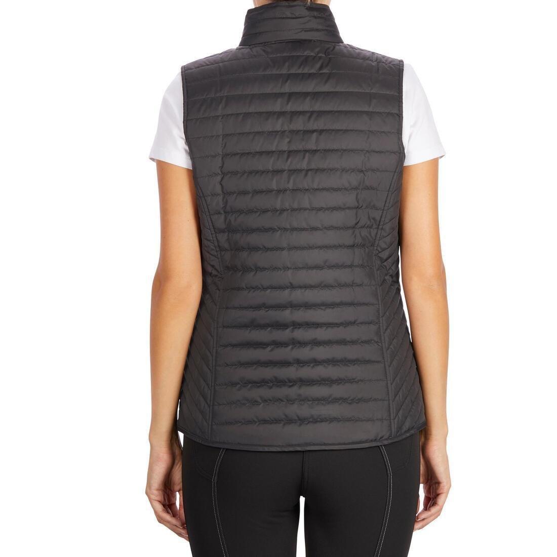 Women Horse Riding Sleeveless Gilet - 100, Black, No Color, large image number 4