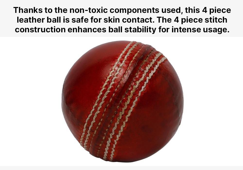 Non Toxic 4 Piece Cricket Leather Ball, Maroon, No Color, large image number 8