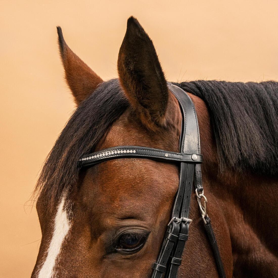 Horse Riding Leather Grackle Bridle for Horse and Pony - 580, Black, No Color, large image number 3