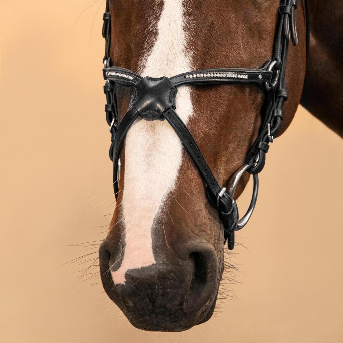 Horse Riding Leather Grackle Bridle for Horse and Pony - 580, Black, No Color, large image number 6