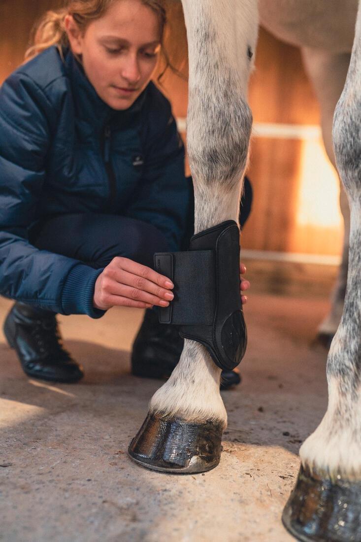 Horse Riding Brushing Boots for Horse and Pony Poly 500 Twin-Pack - Black, , large image number 3
