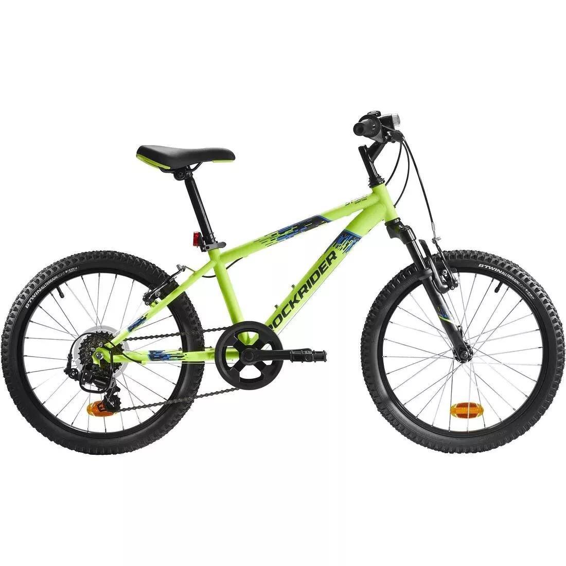 Kids 20-inch 6-speed suspension fork mountain bike, fluo lime yellow, No Color, large image number 1