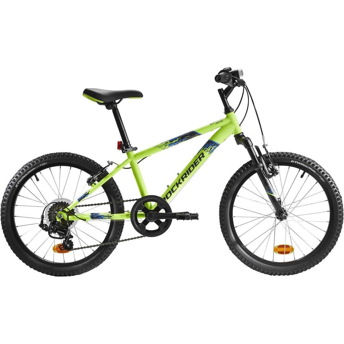 Kids 20-inch 6-speed suspension fork mountain bike, fluo lime yellow, No Color, large image number 10