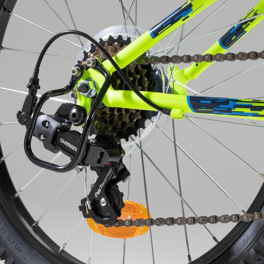 Kids 20-inch 6-speed suspension fork mountain bike, fluo lime yellow, No Color, large image number 13